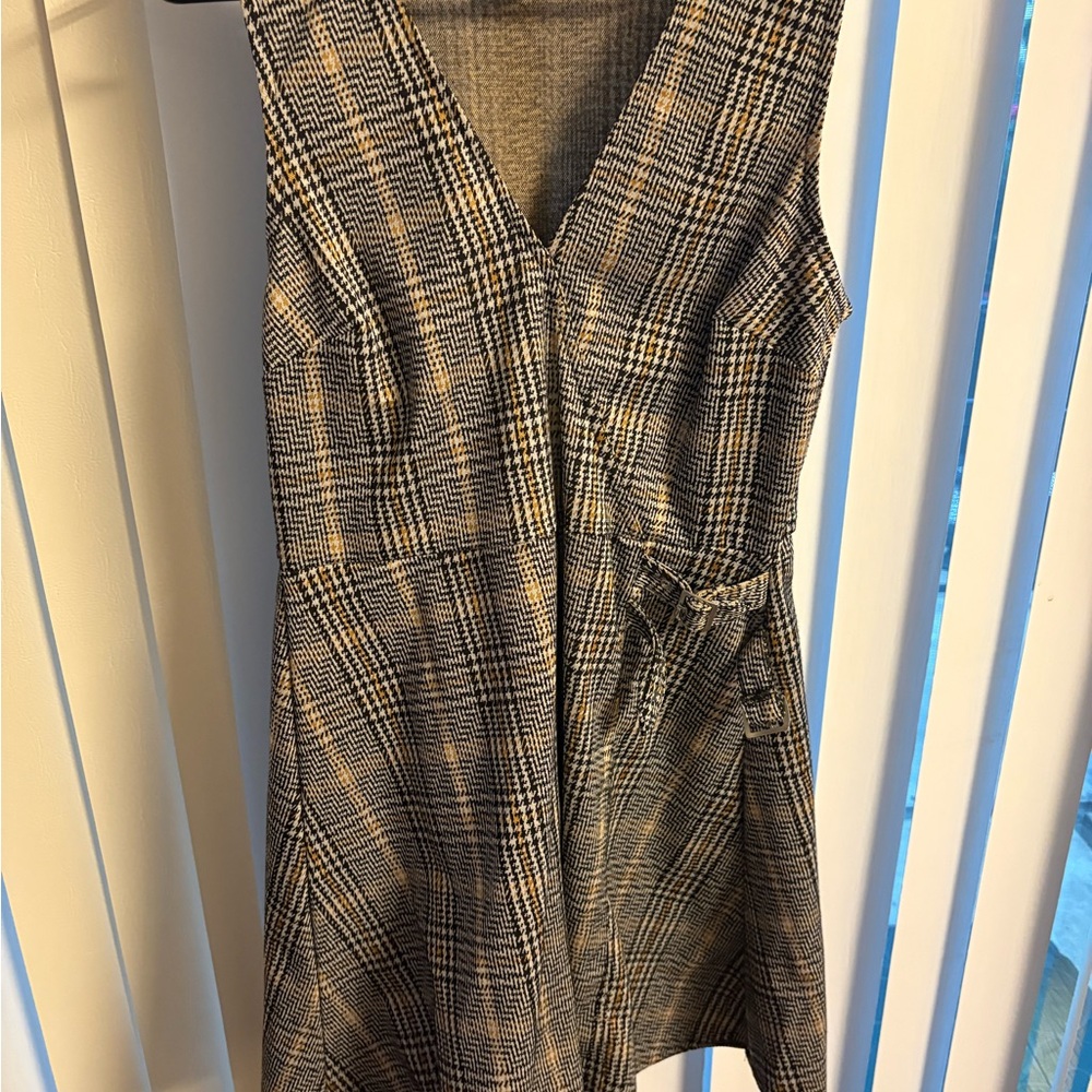 Planet Gold Black and White Checkered Mini Dress